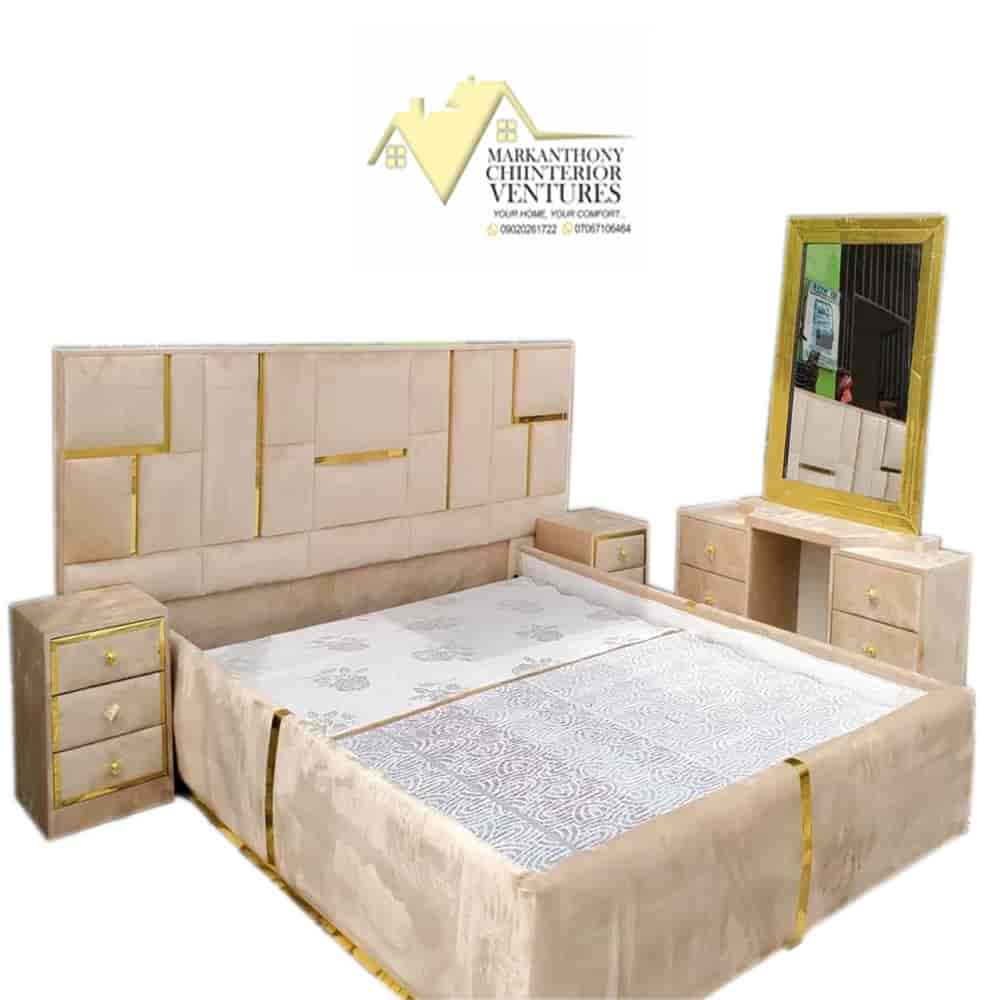 Yellow 6 by 6 padded bedframes with bedsides