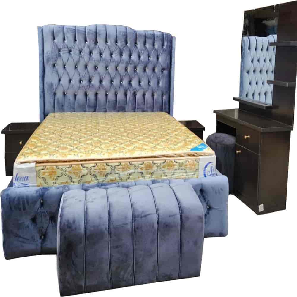 6 by 6 padded bedframes with bedsides and Ottoman